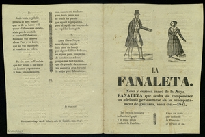 La Fanaleta : Nova y curiosa cansó de la Noya Fanaleta que acaba de compondrer un aficionát per cantarse ab lo acompañament de guitarra, violí etc.-1847 ; Decimas