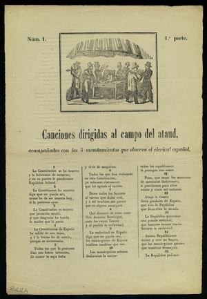 Canciones dirigidas al campo del ataud : acompañadas con los 5 mandamientos que observa el clerical español.
