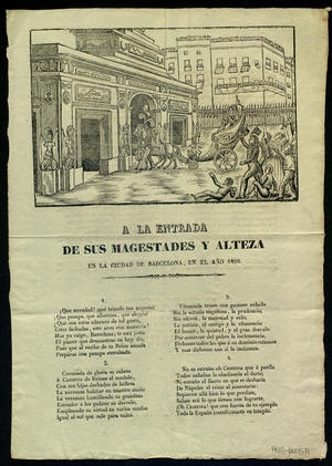 A la Entrada de sus Magestades y Alteza : en la ciudad de Barcelona, en el año 1840.