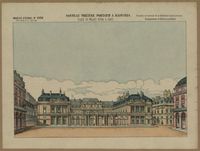 Nouveau Théâtre portatif á rainures. Place du Palai Royal a Paris ; Coulisses de Place du Palai Royal a Paris