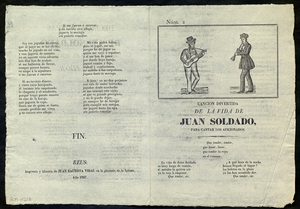 Cancion divertida de la vida de Juan soldado : para cantar los aficionados ; Décimas nuevas de un soldado práctico en el servicio y jugador