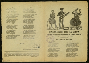 Canciones de la jota : Para cantar los galanes a sus queridas damas, con el nombre de cada una : Primera parte