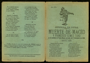 Guerra de Cuba : Muerte de Maceo y Francisco Gomez Toro en el combate de Punta Brava la tarde del 7 Dicimebre de 1896