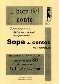 Cartell Hora del conte. Biblioteca Joan Duch 2000