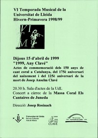 Cartell commemoració 175 aniversari del naixement Josep Anselm Clavé (davant)