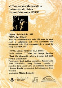 Cartell VI Temporada Musical de la Universitat de Lleida