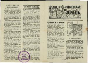 Fullet Hoja (Full) Parroquial de Juneda juliol 1952