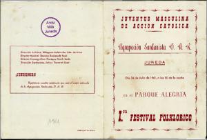 Fullet del "1r Festival Folklórico" de la Juventud Masculina de Acción Católica 1961