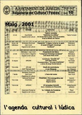 Fullet Agenda Cultural 10. Ajuntament de Juneda 2001