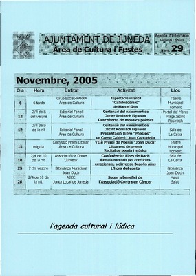 Fullet Agenda Cultural 29. Ajuntament de Juneda 2005