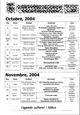 Fullet Agenda Cultural 27. Ajuntament de Juneda 2004