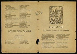 Oracion : al glorioso San Camilo de Lelis ; Décima de S. Camilo ; Alabanzas : al Santo Ángel de la guarda