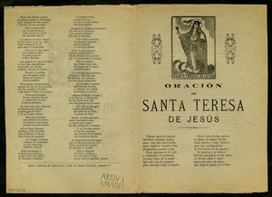 Oración : de Santa Teresa de Jesús ; Oración á la gloriosa : Santa Agatoclia, Virgen y Martir, patrona de Mequinenza