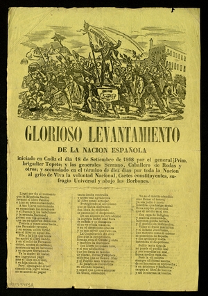Curioso levantamiento de la Nacion Española iniciado en Cadiz el dia 18 de Setiembre de 1868 por el general Prim, ... ; Himno patriótico dedicado a la marina española de guerra ...