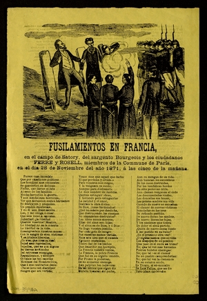 Fusilamientos en Francia, en el campo de Satory, del sargento Bourgeois y los ciudadanos FERRE y ROSELL, ...
