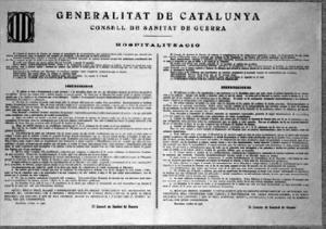 Reproducció d'unes instruccions del Consell de Sanitat de Guerra de la Generalitat sobre hospitalització de combatents