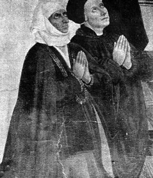 Detall del retaule Mare de Déu, Sant Vicenç Ferrer i dos donants que havia estat al convent de Sant Domènec de Cervera