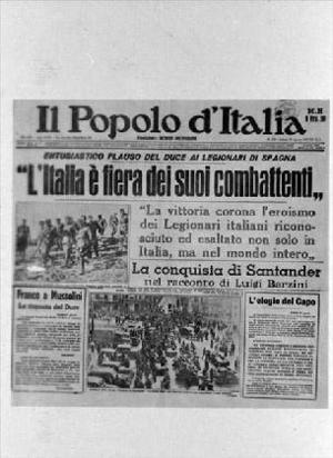 Reproducció de la portada del diari "Li Popolo d'Italia" elogiant el CTV
