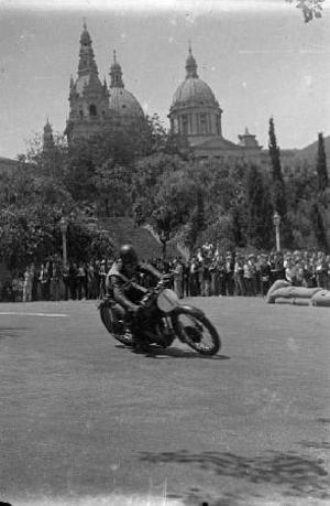 El pilot Fernando Aranda a una cursa de motociclisme al circuit de Montjuïc