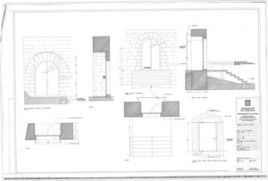25.- Detalls porta castell i escalaes porta muralla; cantell vidre