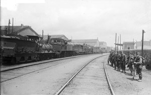 Custòdia de trens a una estació durant la vaga de ferroviaris de la Companyia del Nord