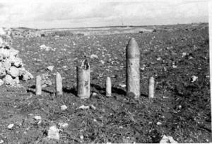 Projectils d'artilleria de fabricació italiana capturats pels combatents republicans al front de Guadalajara