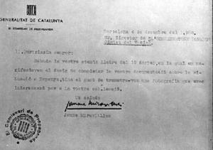 Reproducció d'una carta adreçada al diari vaticà "L'Osservatore Romano" pel Comissariat de Propaganda