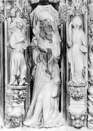 Reproducció de la fotografia d'un fragment del retaule major de la catedral de Tarragona