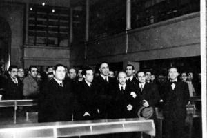 Lluís Companys durant l'acte de commemoració del centenari de la restauració de la Universitat de Barcelona
