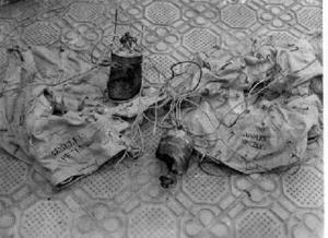 Restes de bombes de fabricació italiana utilitzades per l'aviació rebel