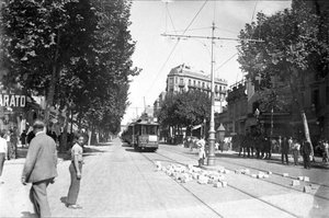 Sabotatge al tramvia durant els anomenats Fets d'Octubre de 1934