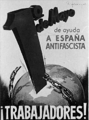 Cartell "1.º de Mayo de ayuda a España Antifascista"
