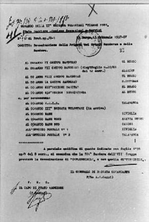 Reproducció de la traducció d'una circular del comandament de la 2a brigada del CTV Flames Negres sobre nomenclatura