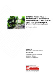 Informe tècnic final i memòria de la intervenció arqueològica a l'església de Sant Pere de Vilamarics