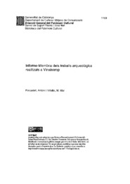 Informe-Memòria dels treballs arqueològics realitzats a Vinaixarop
