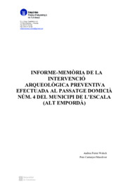 Memòria de la intervenció arqueològica preventiva efectuada al passatge Domicià, 4.