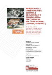 Memòria de la intervenció de control i documentació arqueològica preventiva al Molí d'en Mornau