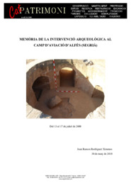 Memòria de la intervenció arqueològica  al Camp d'aviació d'Alfés (Segrià)