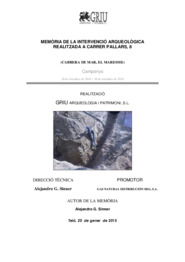 Memòria de la intervenció arqueològica realitzada a Carrer Pallars, 8