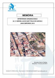 Memòria. Intervenció arqueològica al C/ Girona, 86 de Sant Feliu de Guíxols (Baix Empordà) 2013