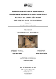 Memòria de la intervenció arqueològica preventiva de documentació gràfica realitzada a l'edifici del carrer Viñolas 6Bis