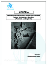 Memòria. Intervenció arqueològica al recinte del Centre de Turisme Cultural Sant Domènec