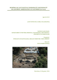Memòria de l'actuació de conservació i restauració del jaciment arqueològic Els Altimiris (2ª fase)