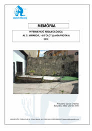 Memòria de la intervenció arqueològica al c/Mirador, 16 d'Olot (la Garrotxa)