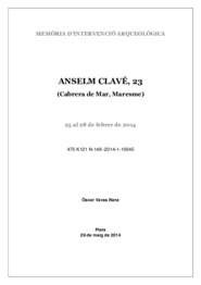 Memòria d'intervenció arqueològica al carrer Anselm Clavé, 23