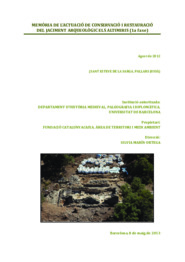 Memòria de l'actuació de conservació i restauració del jaciment arqueològic als Altimiris (1a fase)