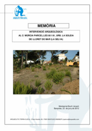 Memòria. Intervenció arqueològica al c/ Múrcia, parcel·les 80, 81, Urb. La Soleia.