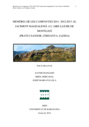 Memòria de les campanyes 2011-2012-2013 al jaciment magdalenià a l'aire lliure de Montlleó