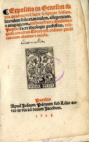 Expositio in Genesim : iuxta quadruplice[m] Sacre Scripture sensum, literalem scilicet, moralem, allegoricum & anagogicum