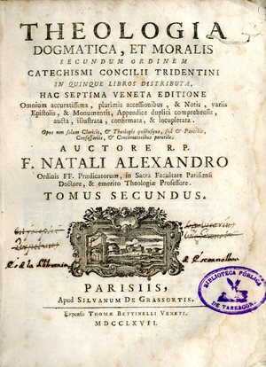 Theologia dogmatica et moralis : secundum ordinem catechismi Concilii Tridentini : in quinque libros distributa